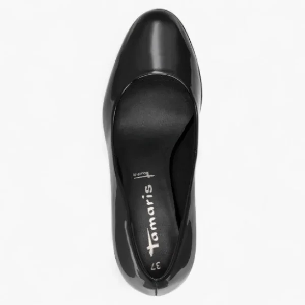 Tamaris Black Patent Court Shoes – Vegan, Platform Comfort