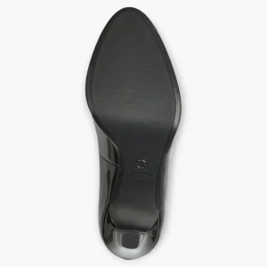 Tamaris Black Patent Court Shoe with Stiletto Heel and Platform