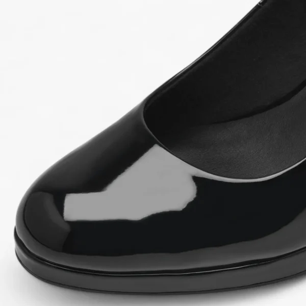 Tamaris Black Patent Court Shoes – Vegan, Platform Comfort