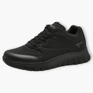 Tamaris Black Waterproof Lace-Up Shoe with Wedge Sole and Tex Membrane