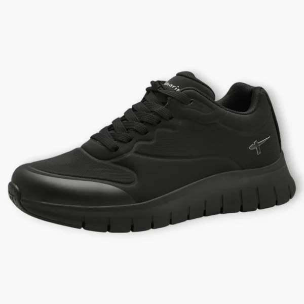 Tamaris Black Waterproof Lace-Up Shoe with Wedge Sole and Tex Membrane
