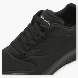 Tamaris Black Waterproof Lace-Up Shoe with Wedge Sole and Tex Membrane