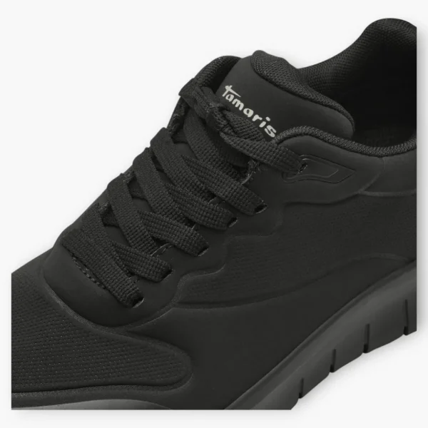 Tamaris Black Waterproof Lace-Up Shoe with Wedge Sole and Tex Membrane