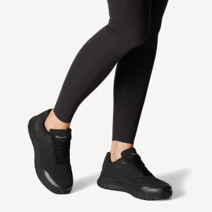 Tamaris Black Waterproof Lace-Up Shoe with Wedge Sole and Tex Membrane