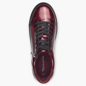 Tamaris Bordeaux Trainer-Style Shoes with Black Side Sole and Zip