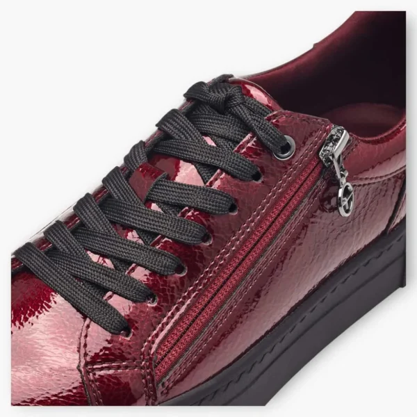 Tamaris Bordeaux Trainer-Style Shoes with Black Side Sole and Zip