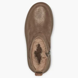 Tamaris Bronze Ankle Boots with Side Zip & Platform Sole - Fur Lined, Super Soft, Comfort Fit