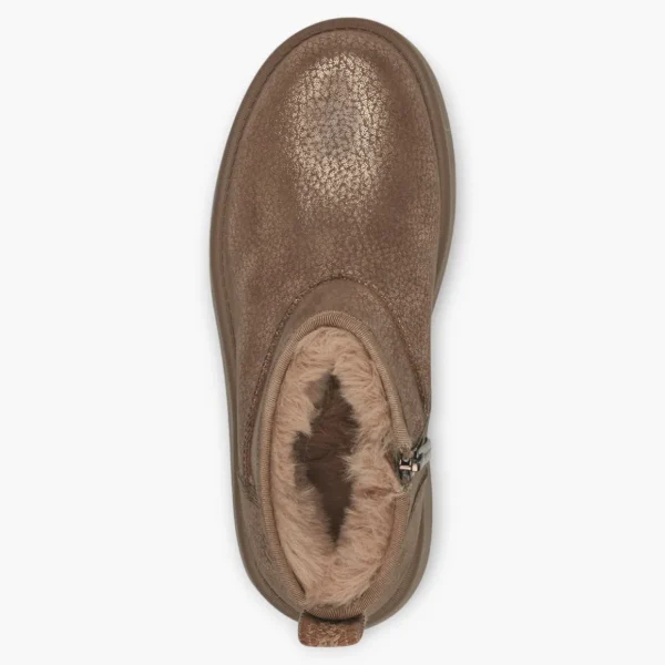 Tamaris Bronze Ankle Boots with Side Zip & Platform Sole - Fur Lined, Super Soft, Comfort Fit