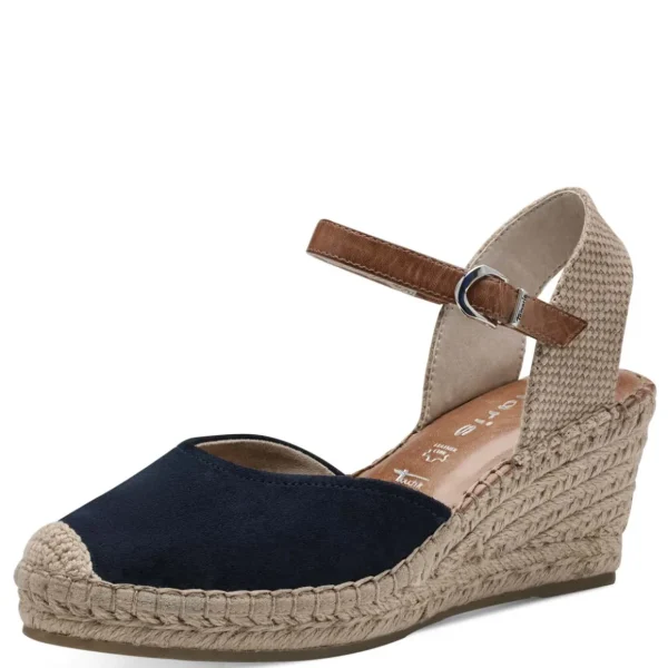 Tamaris Espadrille Sandals - Navy & Beige