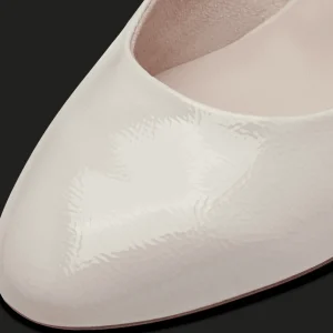 Tamaris Ivory Patent Block Heel Pumps: Style & Comfort