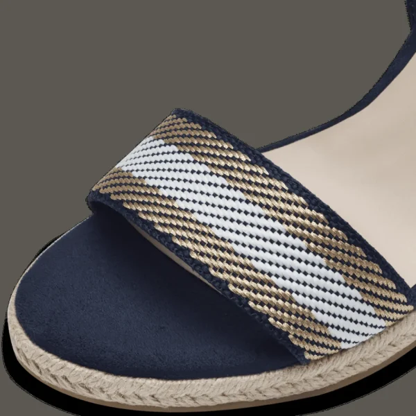 Tamaris Navy Vegan Wedge Sandals - Stripe Detail