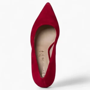 Tamaris Red Suede Leather Heels with 7.5 cm Pointed Toe