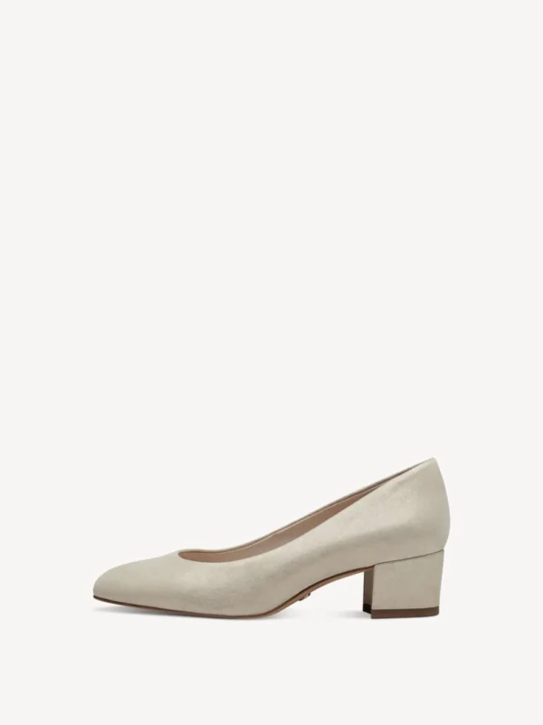 TAMARIS Women's Leather Pumps with Block Heel and ANTIslide Technology