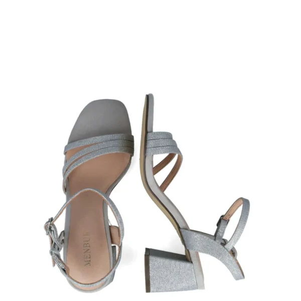 Timeless Silver Square Toe Block Heel Sandals