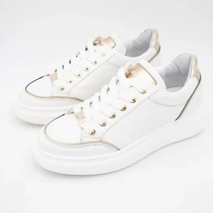 White Trainer with Gold Detailing by Meline