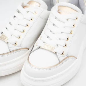 White Trainer with Gold Detailing by Meline