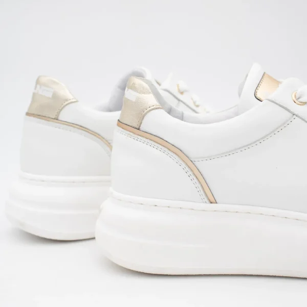 White Trainer with Gold Detailing by Meline