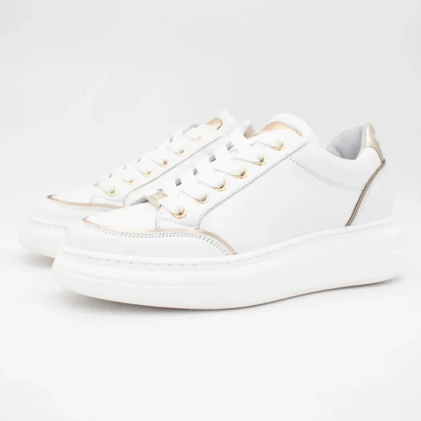 White Trainer with Gold Detailing by Meline