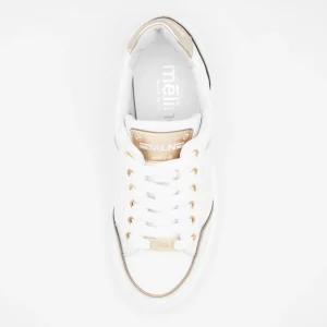 White Trainer with Gold Detailing by Meline