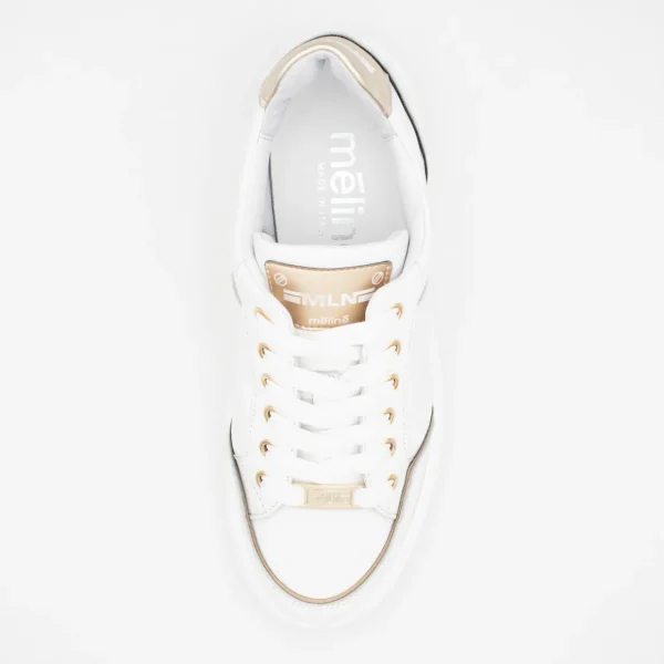 White Trainer with Gold Detailing by Meline