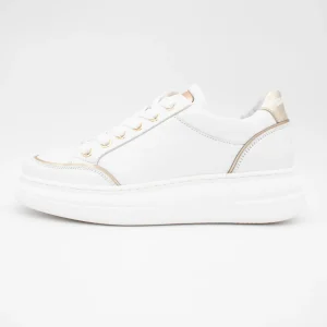 White Trainer with Gold Detailing by Meline