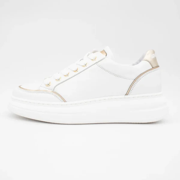White Trainer with Gold Detailing by Meline
