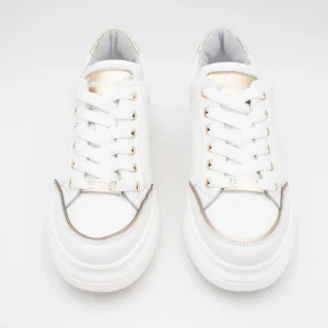 White Trainer with Gold Detailing by Meline