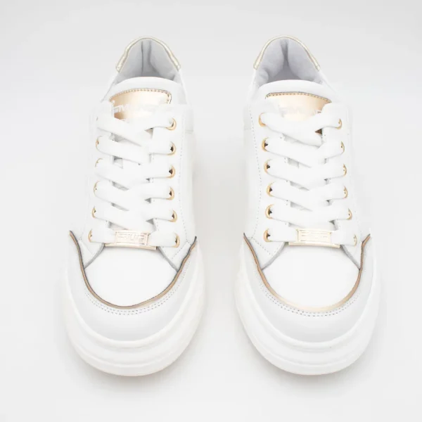 White Trainer with Gold Detailing by Meline