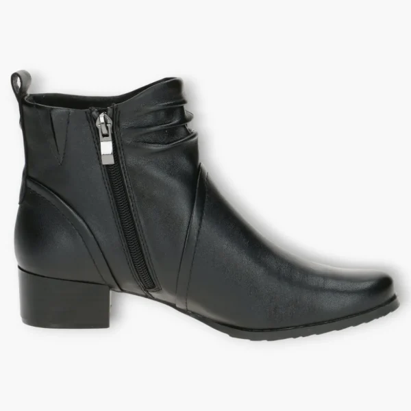 Wide Fitting Black Leather Ankle Boots for Women with Block Heel - Caprice