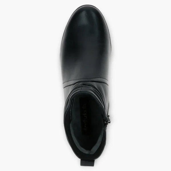 Wide Fitting Black Leather Ankle Boots for Women with Block Heel - Caprice