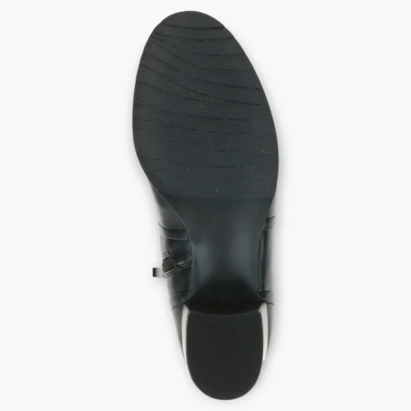 Wide Fitting Black Leather Ankle Boots for Women with Block Heel - Caprice