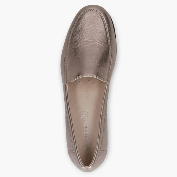 Wide Fitting Gold Slip-On Shoes with Wedge Sole for Women - Caprice