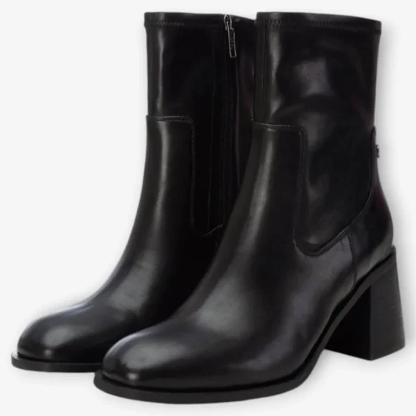 XTI Black Ankle Boots with Block Heel and Square Toe