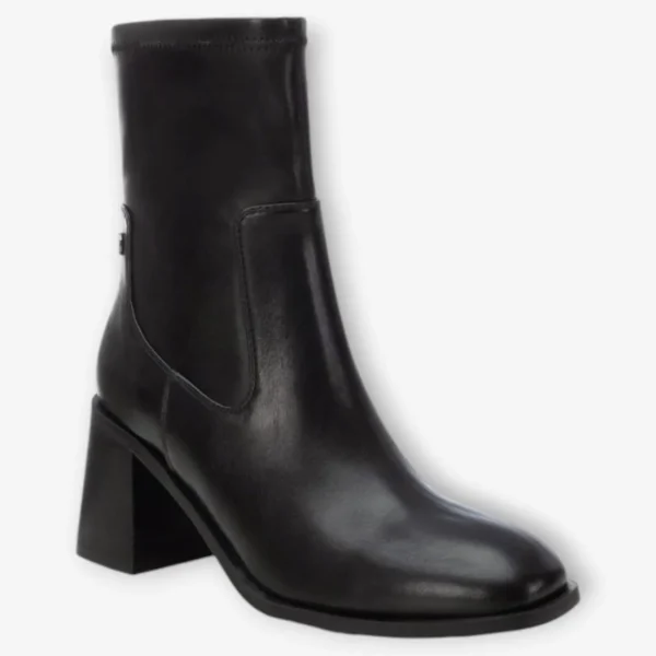 XTI Black Ankle Boots with Block Heel and Square Toe
