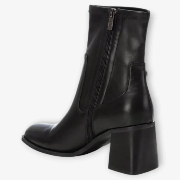 XTI Black Ankle Boots with Block Heel and Square Toe