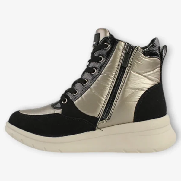 XTI Black Boots with Gold Details and Wedge Sole