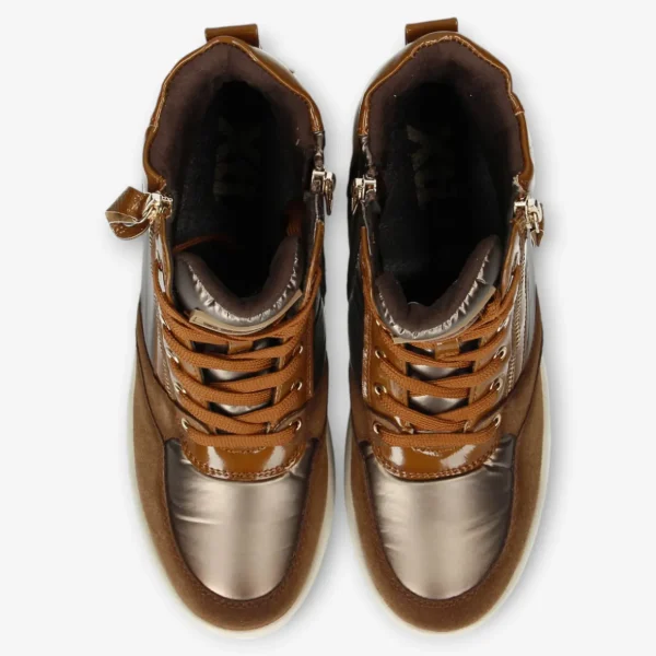 XTI Brown Boots with Bronze Details and Wedge Sole