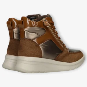 XTI Brown Boots with Bronze Details and Wedge Sole