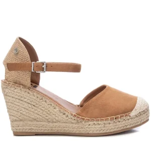 XTI Camel Faux Suede Espadrille Wedge Sandals with Vegan Certification